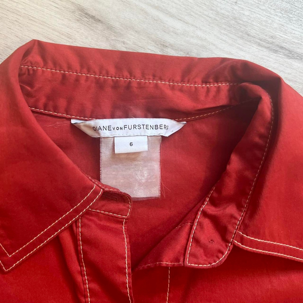 Vintage Diane Von Furstenberg red shirt dress - Picture 3 of 6